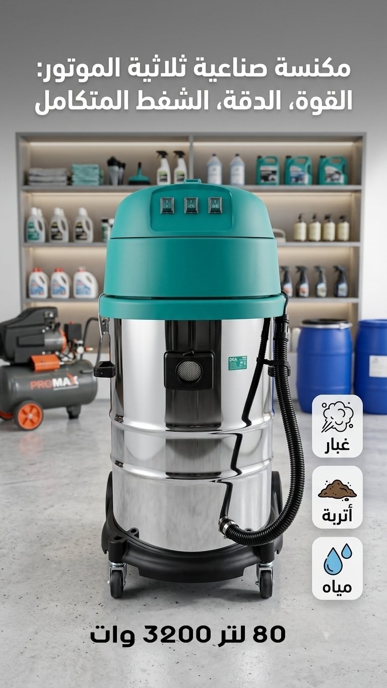 مكنسة 80 لتر 3 موتور 3200 وات جاف ومياة من DCA