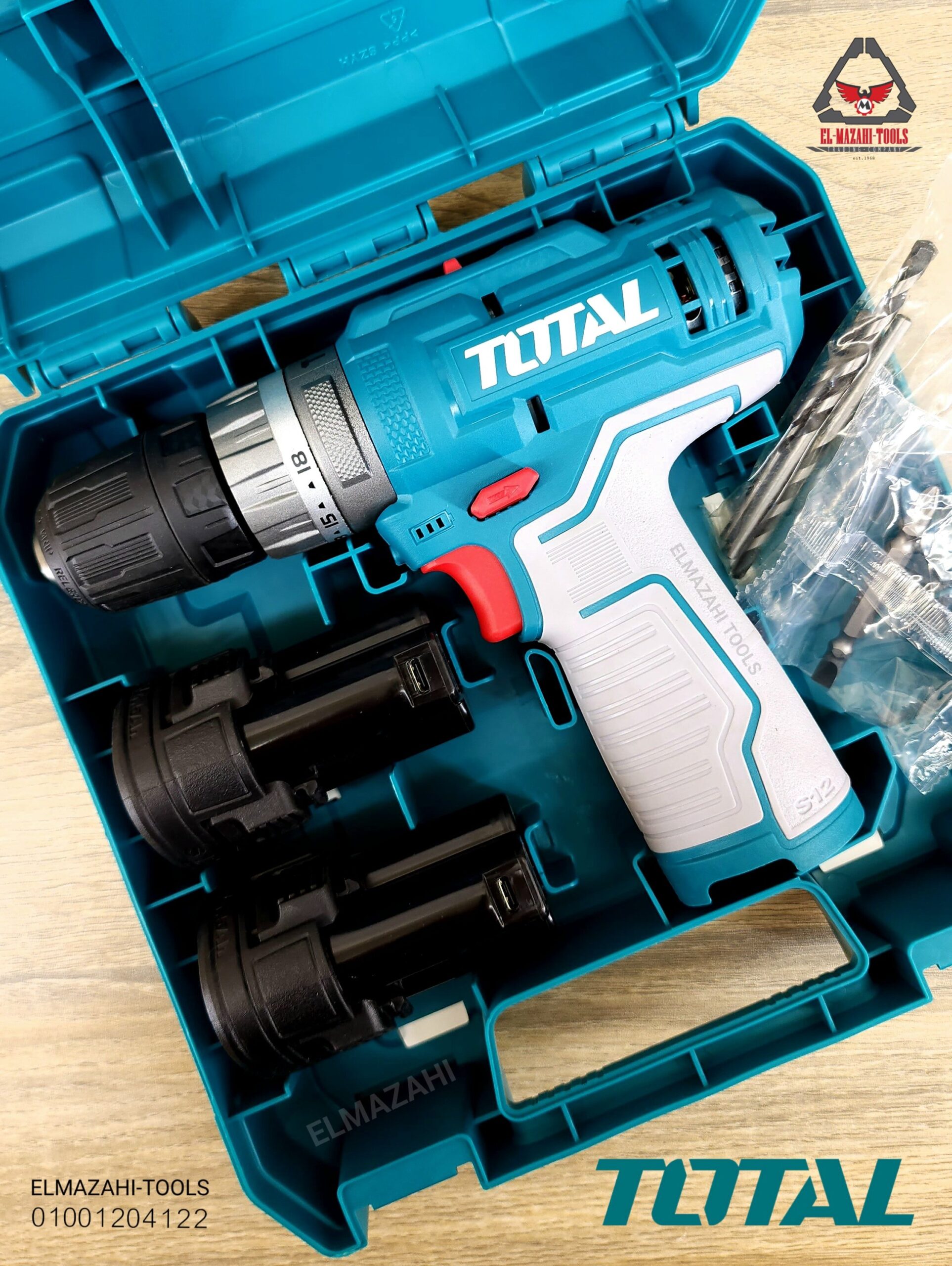 شنيور بطارية 12 فولت ظرف 10 مم 2 بطارية شحن type c من TOTAL - الصورة 3