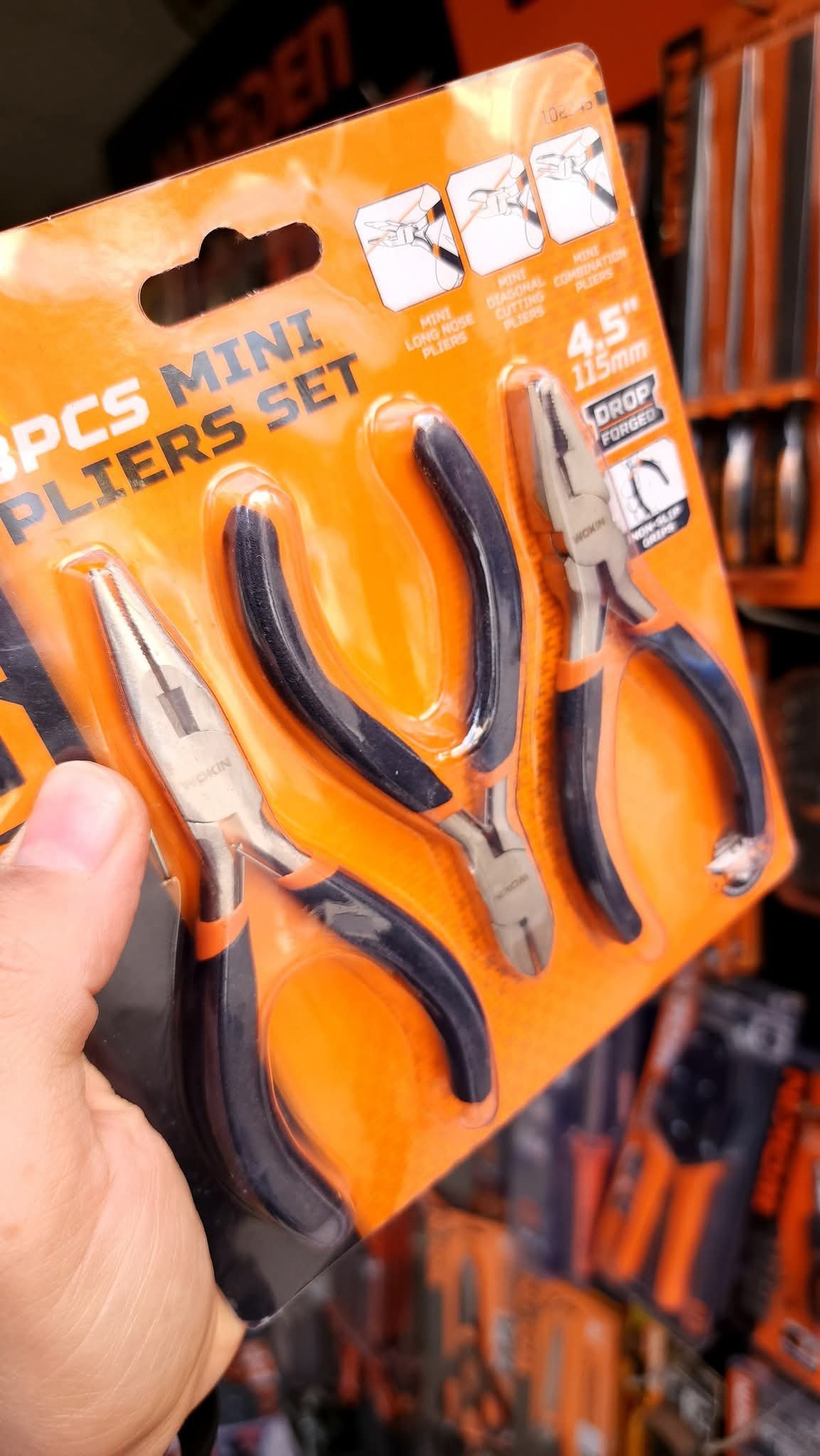 طقم بنسة وقصافة الكترونيات 3 ق 4.5" صلب عازل من WOKIN - الصورة 2