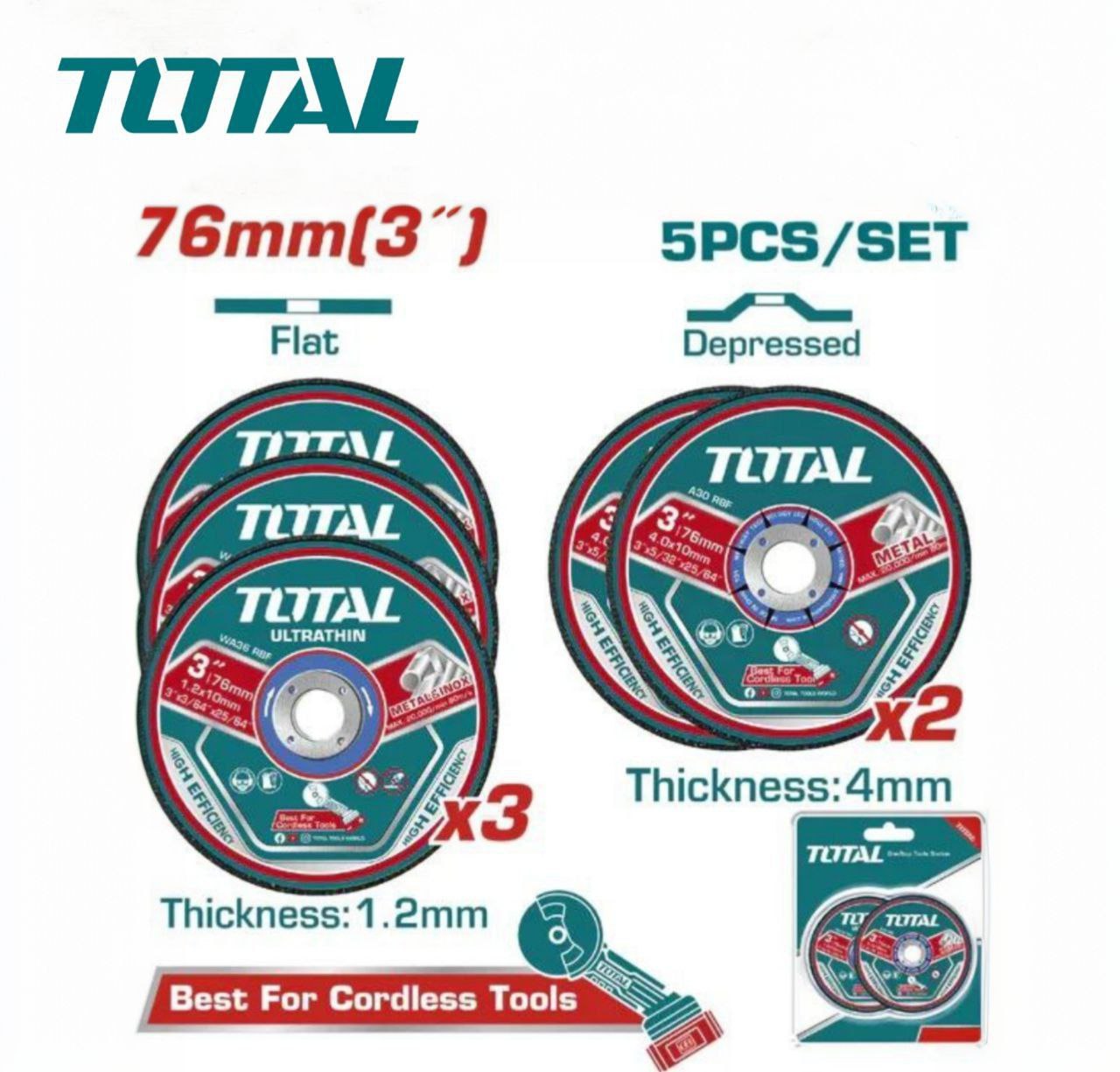 طقم حجر 3×1.2مم+ 3×4 مم 5 قطع من TOTAL