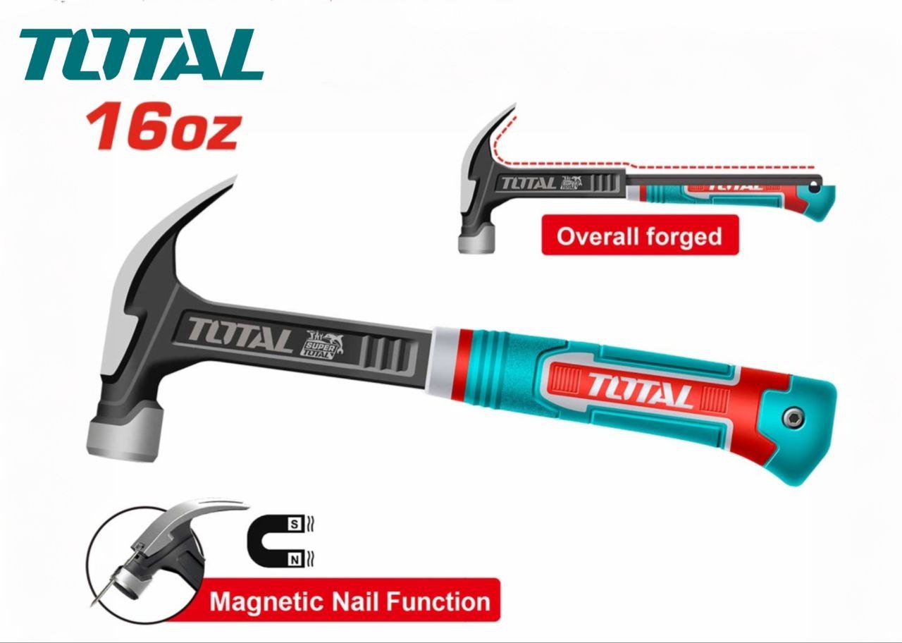 شاكوش خلاعة 450 جم معدن قطعة واحدة يد فايبر من TOTAL