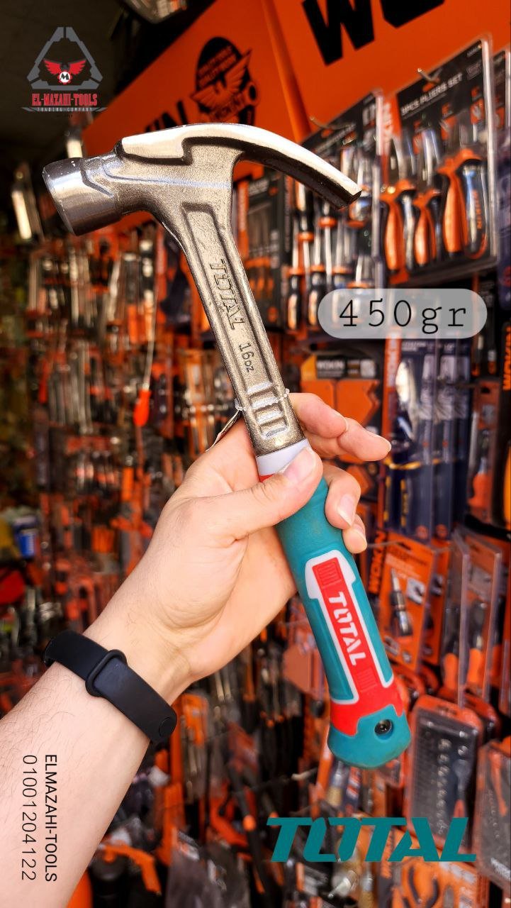 شاكوش خلاعة 450 جم معدن قطعة واحدة يد فايبر من TOTAL - الصورة 2
