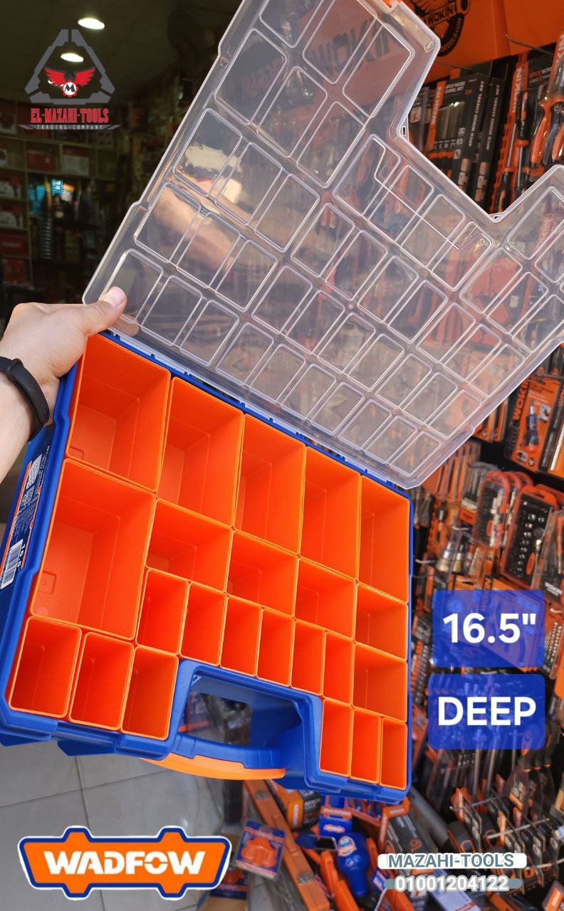 شنطة عدة بفواصل عميقة 16.5" منظم غطاء شفاف من WADFOW - الصورة 2