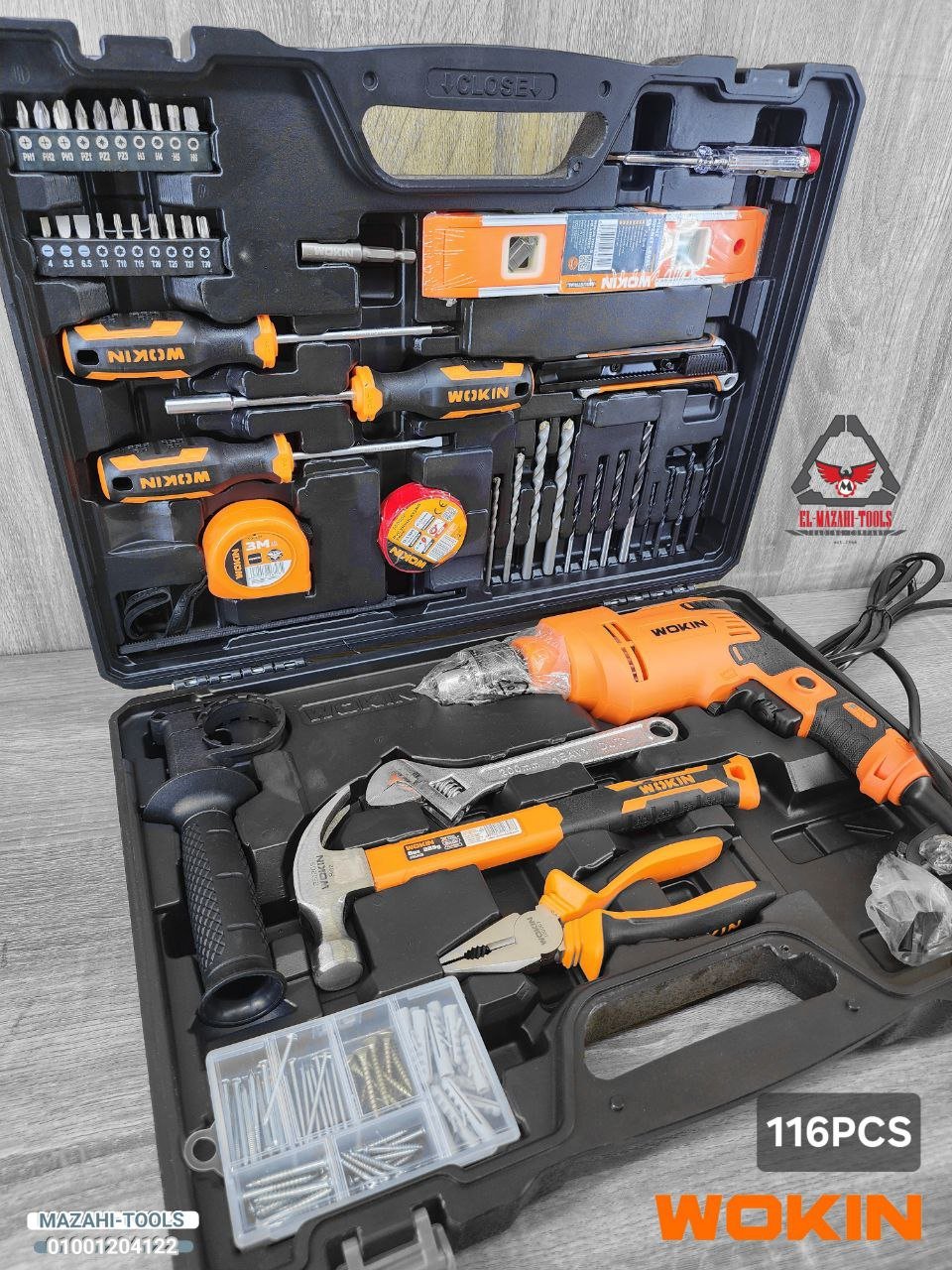 طقم شنطة عدة شنيور واكسسوار 116 ق متكاملة من WOKIN - الصورة 2