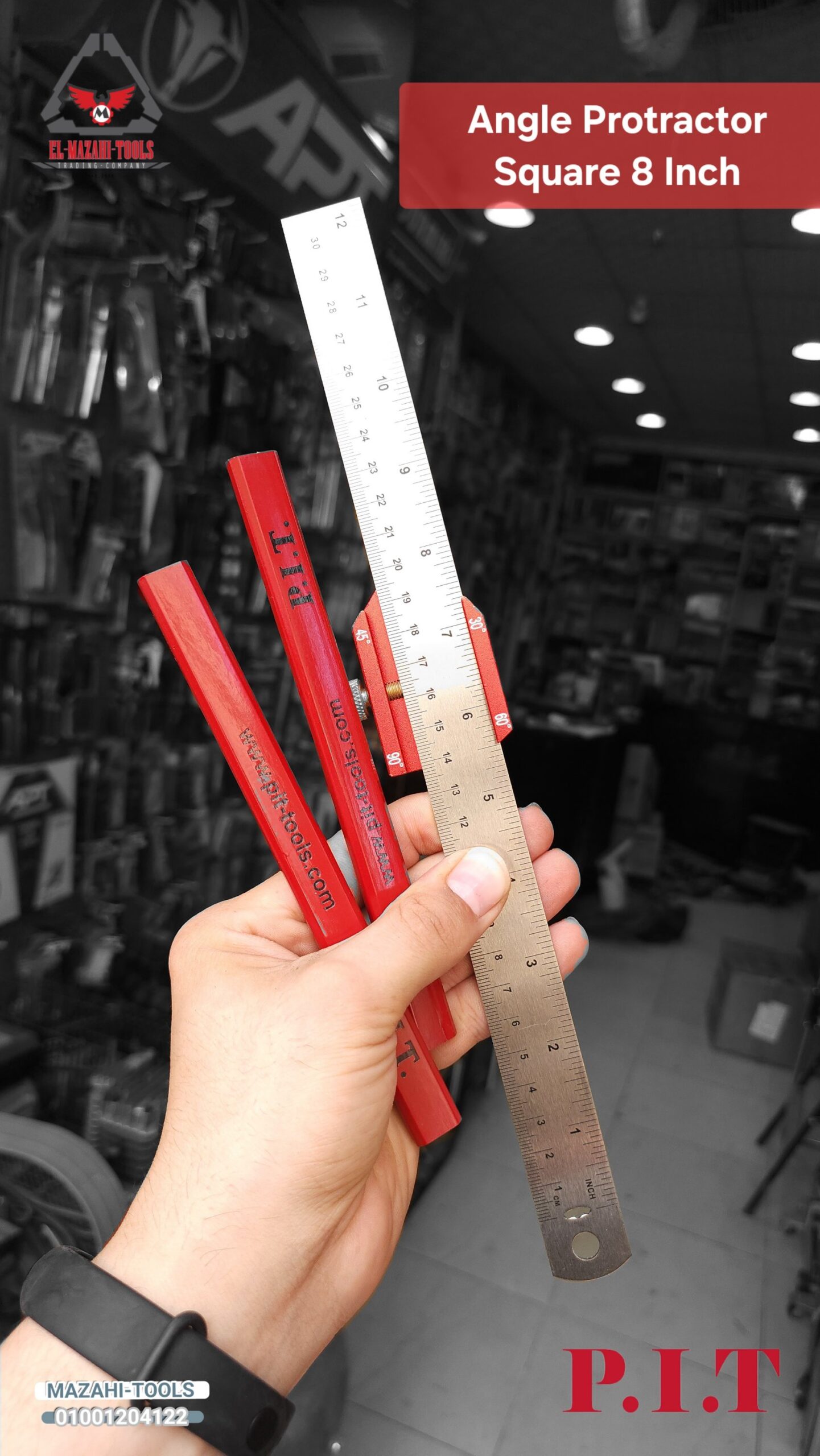 مسطرة علام بدليل متحرك مع 2 قلم علام من PIT - الصورة 2