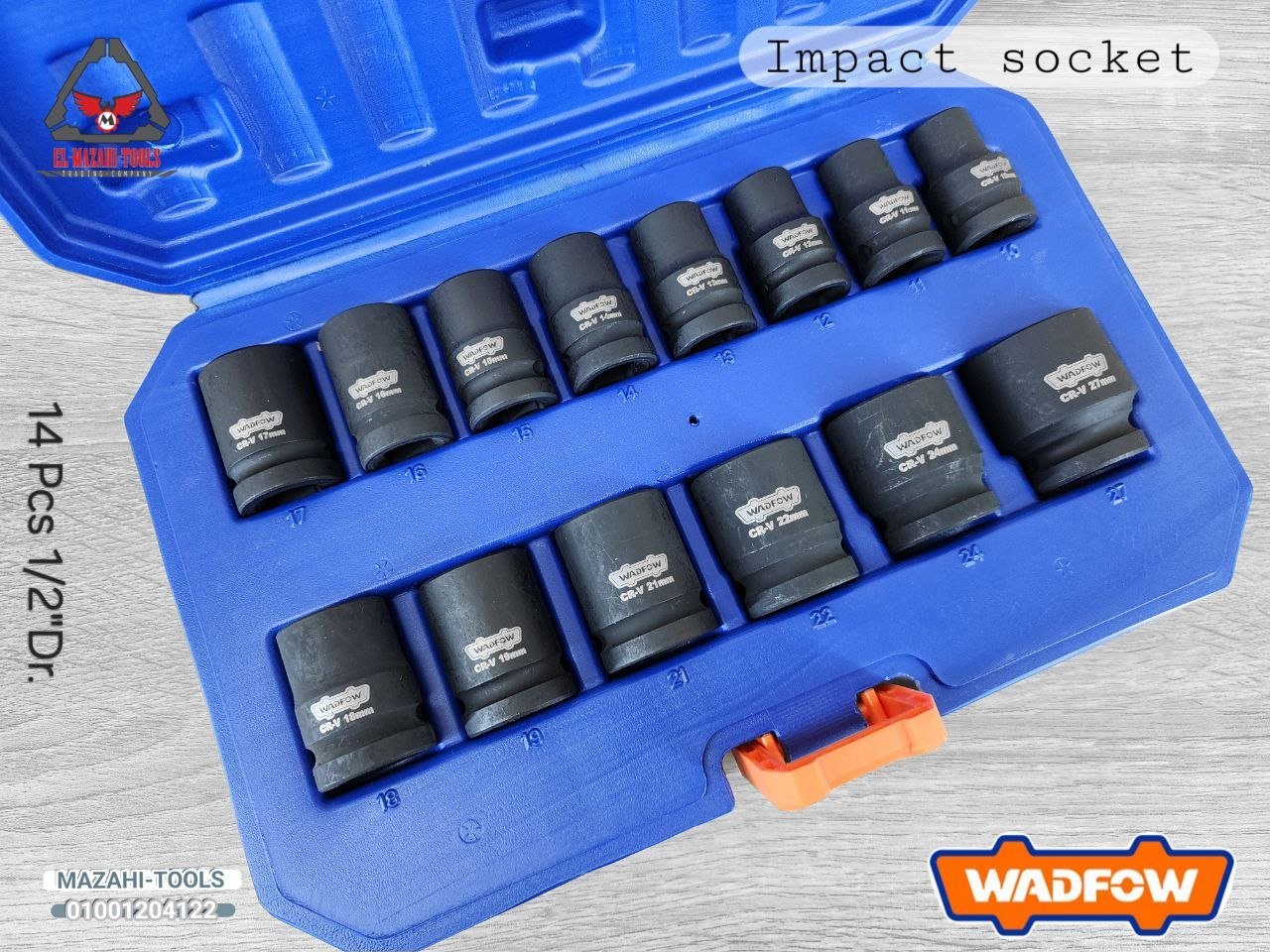 طقم لقم رباط 1/2″ تصادمية قصيرة 14 ق من WADFOW