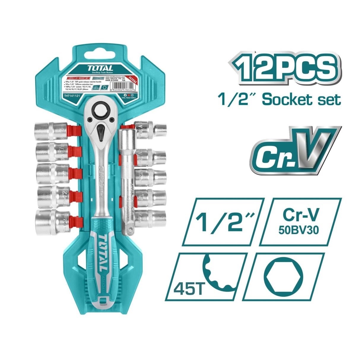 طقم لقم 12 قطعة 1/2″ سيستم من TOTAL